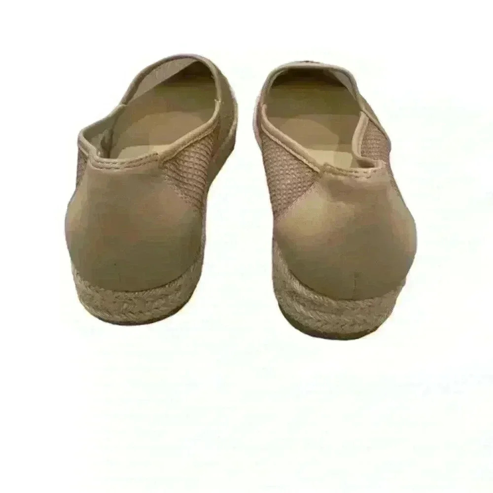 Cream and Tan Espadrille Flats with Jute Trim - Picture 5 of 7